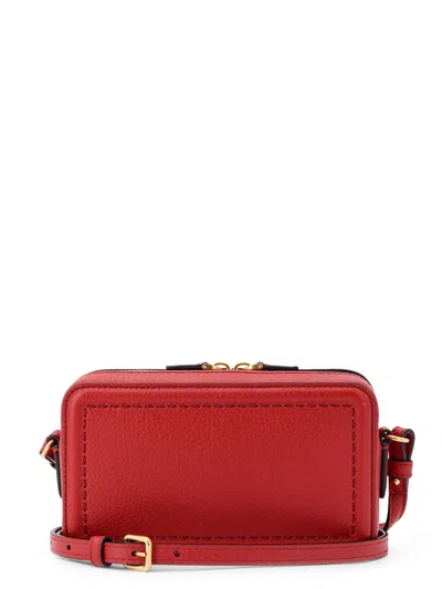 Valentino Garavani Alltime Leather Shoulder Bag With Vlogo Signature Detail In Red