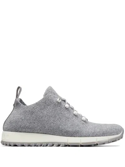 Jimmy Choo Veles Cotton Knit Pearly Stud Sneakers In Gray