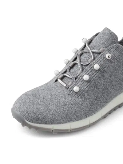 Jimmy Choo Veles Cotton Knit Pearly Stud Sneakers In Gray