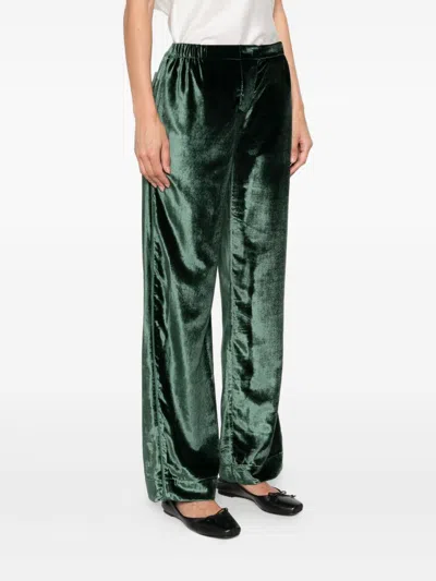 F.r.s . Velvet High Waisted Trousers In Green