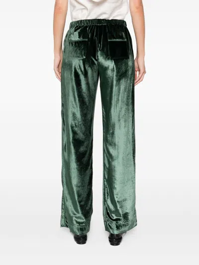 F.r.s . Velvet High Waisted Trousers In Green