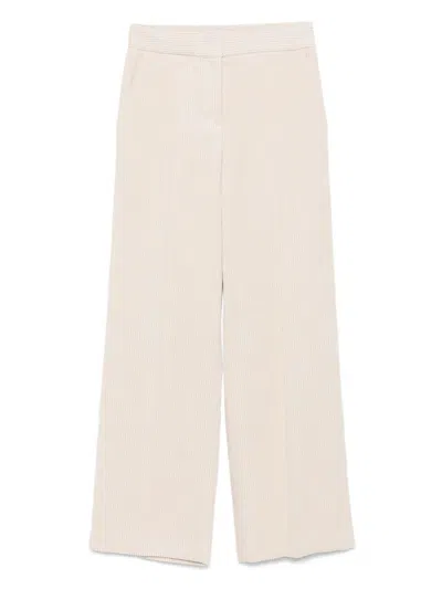 Via Masini 80 Velvet Trousers In Neutral