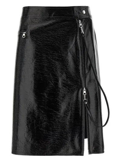 Courrèges Vinyl Skirt Featuring Zipper Accents In Black