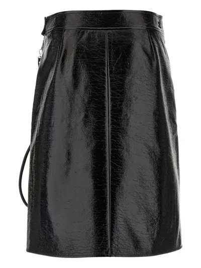 Courrèges Vinyl Skirt Featuring Zipper Accents In Black