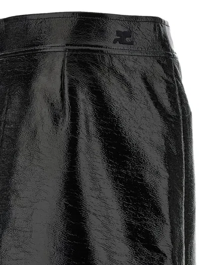 Courrèges Vinyl Skirt Featuring Zipper Accents In Black