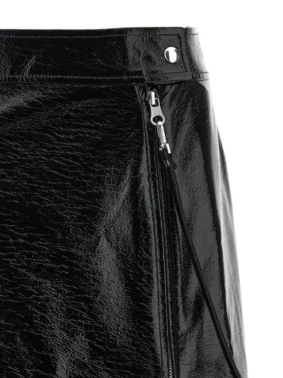 Courrèges Vinyl Skirt Featuring Zipper Accents In Black