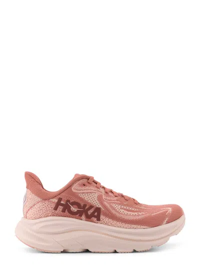 Hoka Clifton 10 Rubber-trimmed Jacquard-mesh Sneakers In Pink