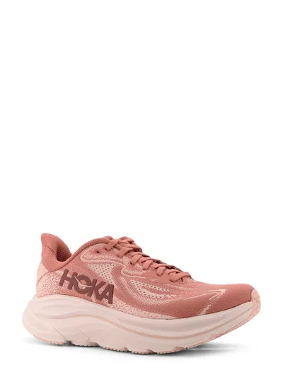 Hoka Clifton 10 Rubber-trimmed Jacquard-mesh Sneakers In Pink