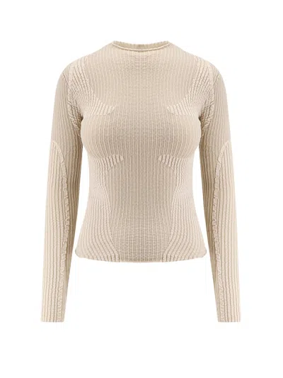 Roa Top Wavy In Misto Cotone Stretch In Neutral