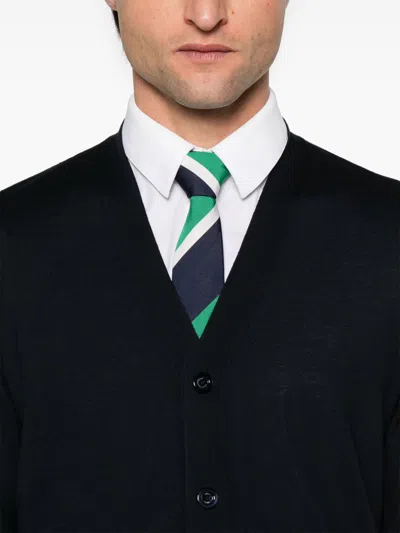 Gucci Knitted Wool Cardigan With Web Pattern In Black