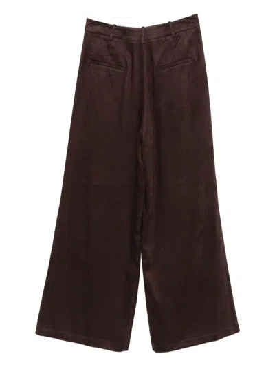 Alysi Wide Leg Trousers In Brown