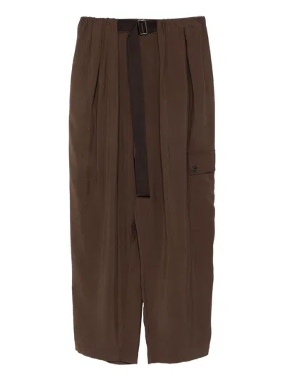 Alysi Pleated Detail Track Pants In Brown
