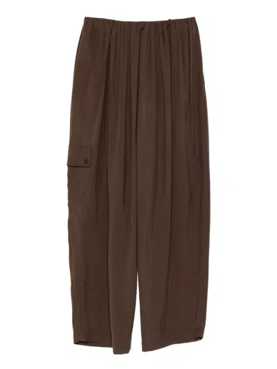 Alysi Pleated Detail Track Pants In Brown