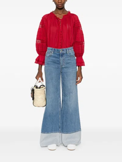 Alice And Olivia Wilson Reversed Seam Wide-leg Jeans In Blue