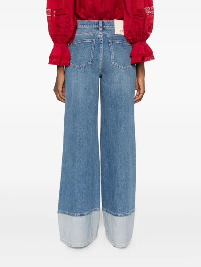 Alice And Olivia Wilson Reversed Seam Wide-leg Jeans In Blue