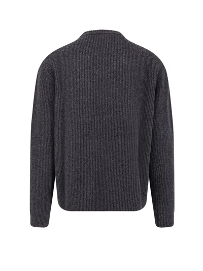 Gucci Grey Crewneck Sweater With Logo Lettering Embroidery On The Front In Wool Man In Gray