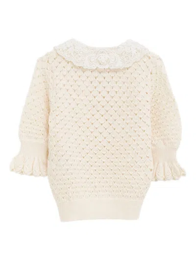 Chloé Chloe' Women Cotton, Alpaca And Silk Top In Neutral
