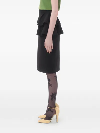 Valentino Black Skirt With Ruffles On The Sides In Black