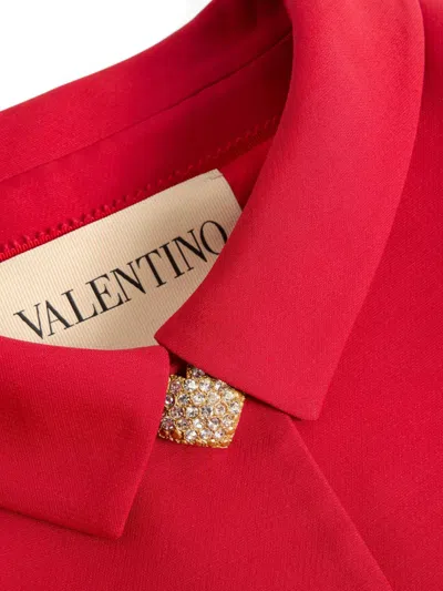 Valentino Couture Crepe Jacket Jeweled Buttons In Red