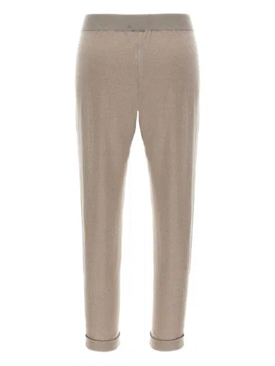 Brunello Cucinelli Shimmering Joggers With Elastic Waistband And Cuffed Hem In Gray