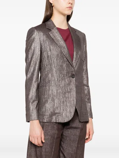 Brunello Cucinelli Single-breasted Lurex Fabric Blazer In Gray