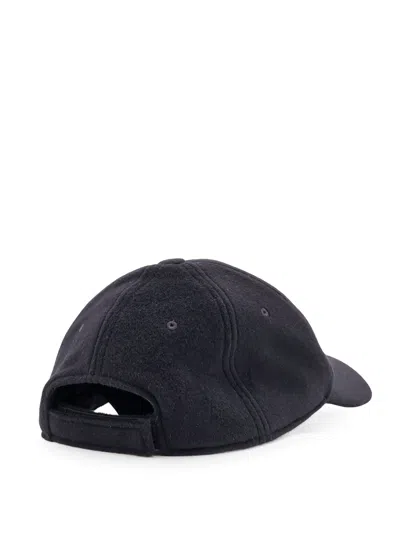 Fendi Men Wool Blend Baseball Hat With Logo Embroidery In Black