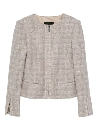 Emporio Armani Wool Blend Blazer Jacket In Neutral