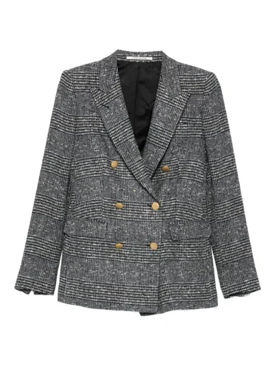 Tagliatore Tailored Double-breasted Jacket With Textured Plaid Pattern