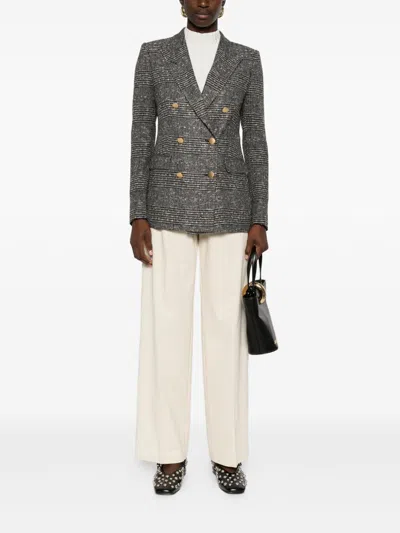 Tagliatore Tailored Double-breasted Jacket With Textured Plaid Pattern