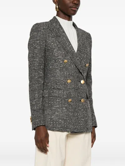 Tagliatore Tailored Double-breasted Jacket With Textured Plaid Pattern