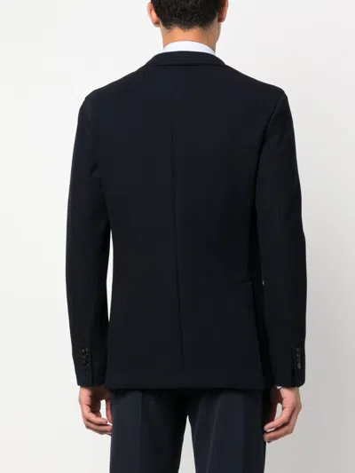 Boglioli Wool Dart Detailing Notched Lapels Front Button Jacket In Blue