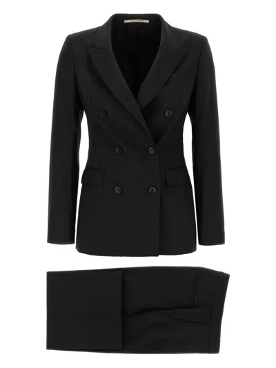 Tagliatore Tailored Black Blazer With Double-breasted Design And Structured Lapel In Black