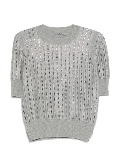 Ermanno Scervino Striped Wool-cashmere Sequin Top
