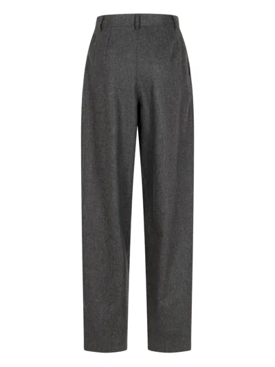 Emporio Armani Trousers Checked Wool Pleated Front In Gray