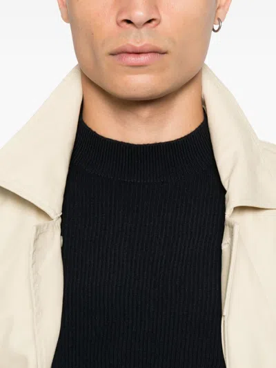 Emporio Armani Tonal Diamond Wool Sweater In Black