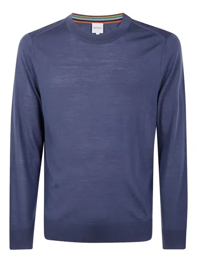 Paul Smith Merino Wool Crewneck Sweater In Blue