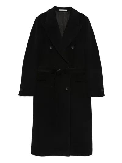 Tagliatore Double-breasted Wool Coat Long Sleeves In Black