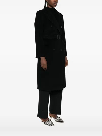Tagliatore Double-breasted Wool Coat Long Sleeves In Black