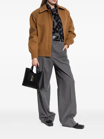 Stella Mccartney Leopard Print Turtleneck Sweater In Wool In Black