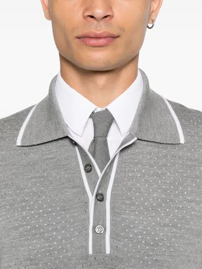 Gucci Men Wool Long-sleeves Polo Shirt In Gray