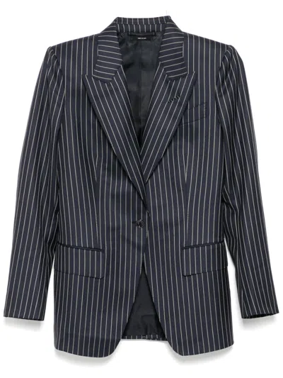 Tom Ford Barathea Striped Wool-blend Blazer In Multi