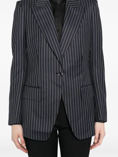 Tom Ford Barathea Striped Wool-blend Blazer In Multi