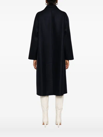 Harris Wharf London Wool Coat With Raglan Sleeves And Pockets In Black