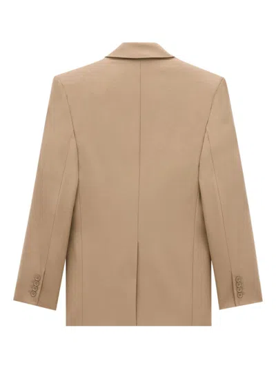 Saint Laurent Wool Gabardine Single-breasted Jacket In Neutrals