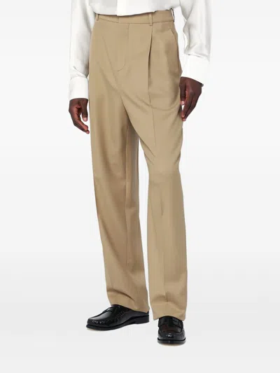 Saint Laurent High Waist Carrot Fit Wool Trousers