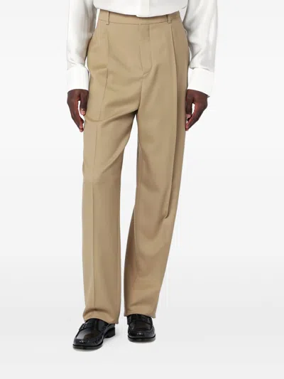 Saint Laurent High Waist Carrot Fit Wool Trousers