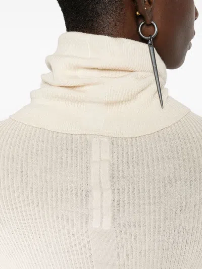 Rick Owens Ribbed Wool Turtleneck Sweater With Seam Detail