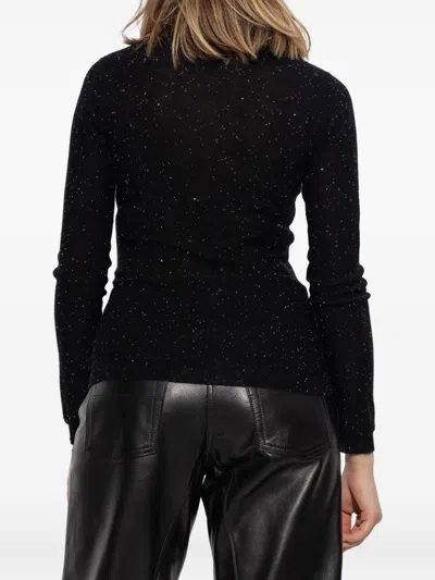 Fabiana Filippi Sparkling Finish Turtleneck Wool Sweater In Black