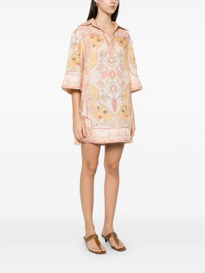 Zimmermann Wylie Printed Linen Tunic In Nude
