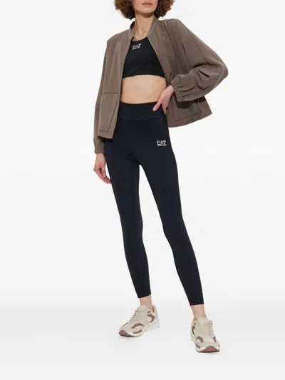 Emporio Armani Technical Cady Blouson With Logo Embroidery In Brown